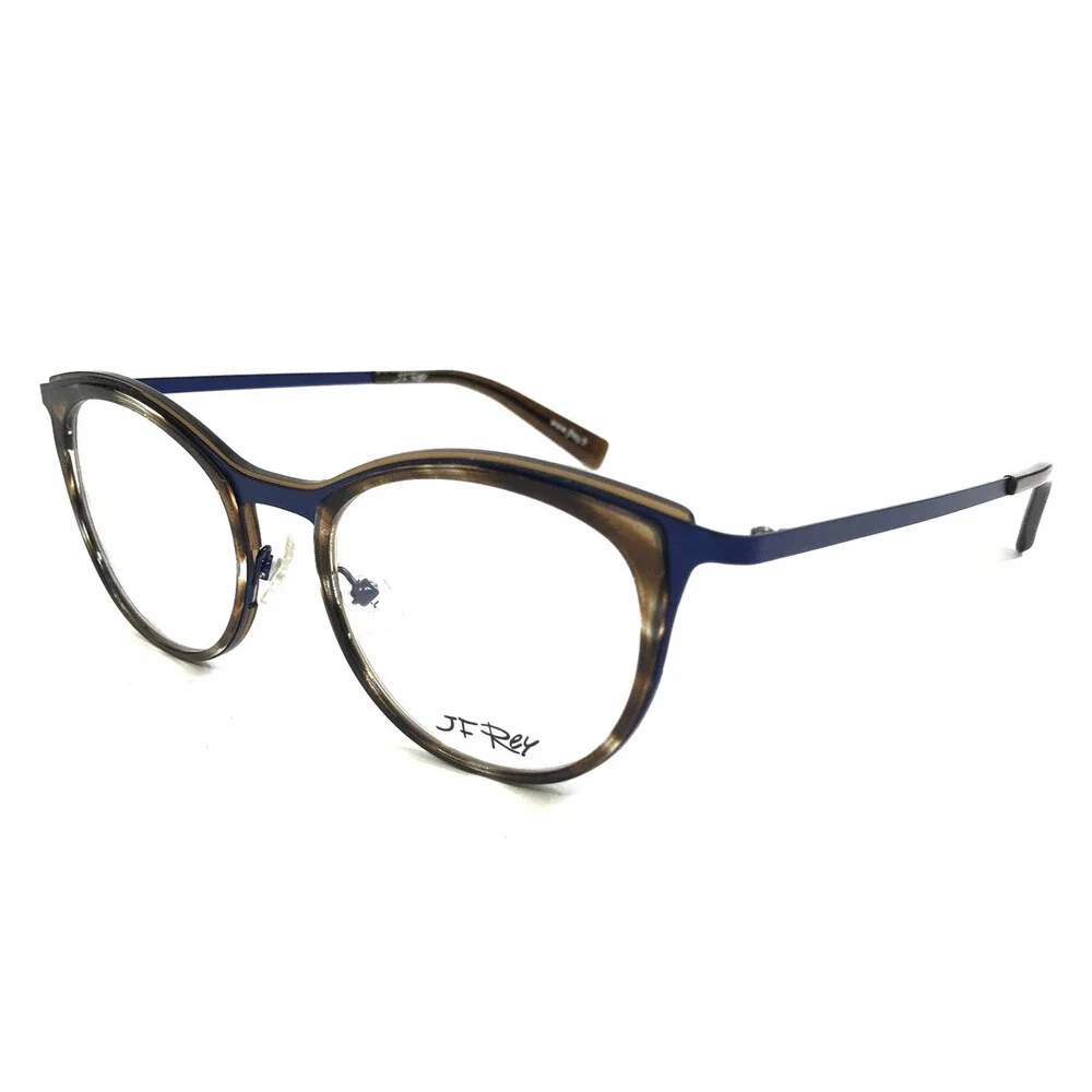 J. F. Rey Eyeglasses Frames JF2822 9065 Sparkly Brown Horn Blue 52-19-143